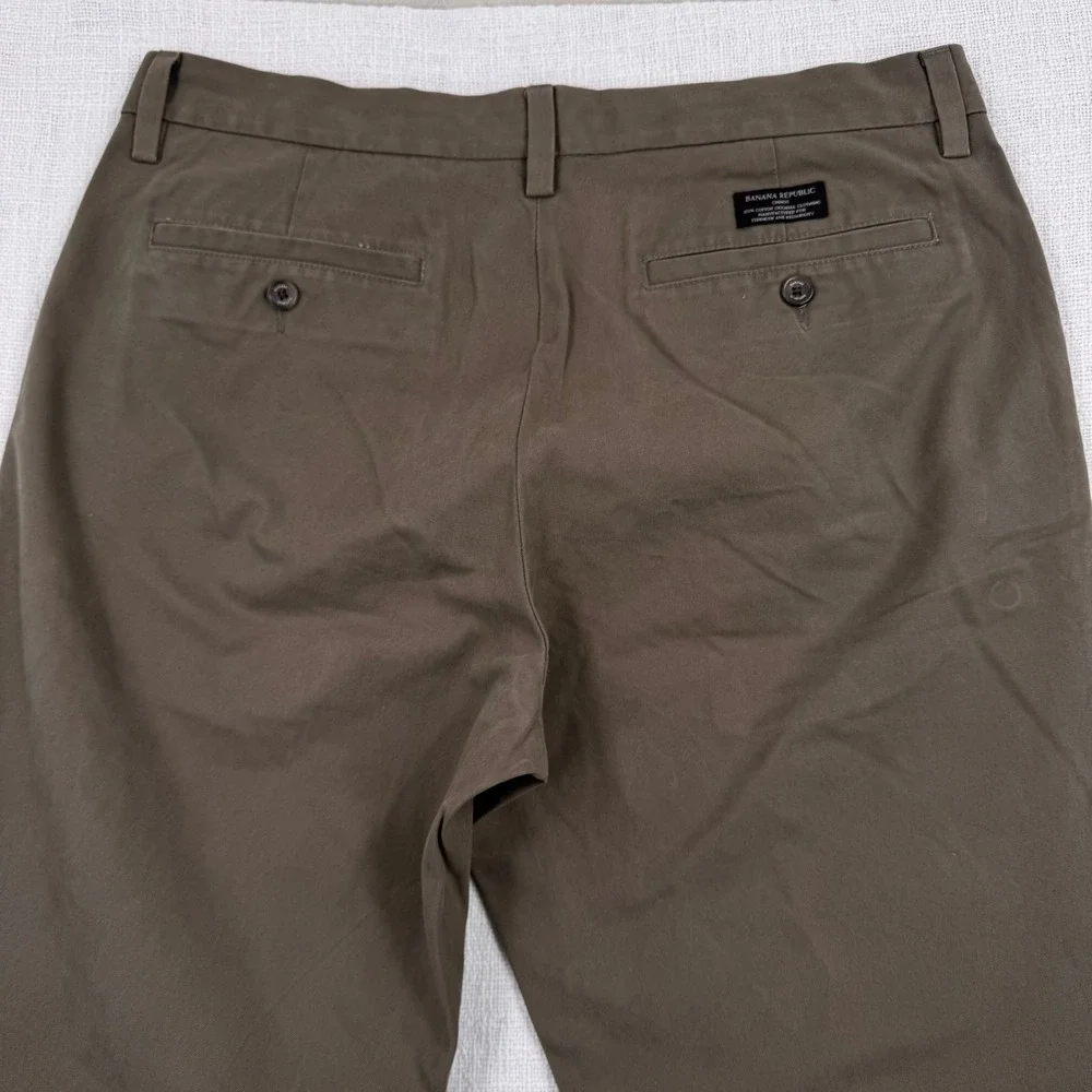 Banana Republic Gavin Straight Leg Chino Men 33x34 Moose Brown Cotton Flat Front